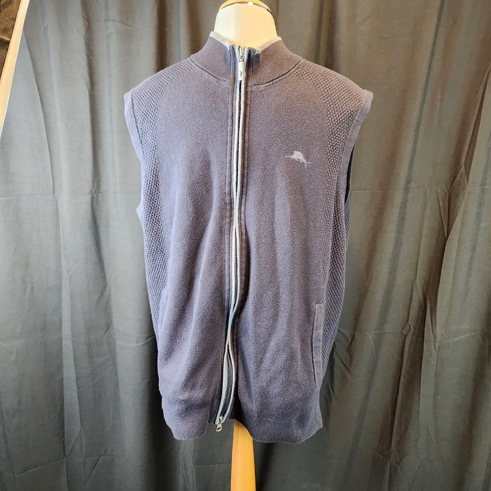 Tommy‎ Bahama Navy Warm Up Vest Full  Zip Men's Adult Large